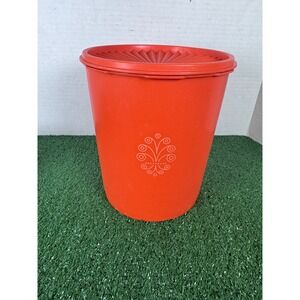 Vintage Tupperware Container Orange‎ Storage Kitchen Food Canister Harvest